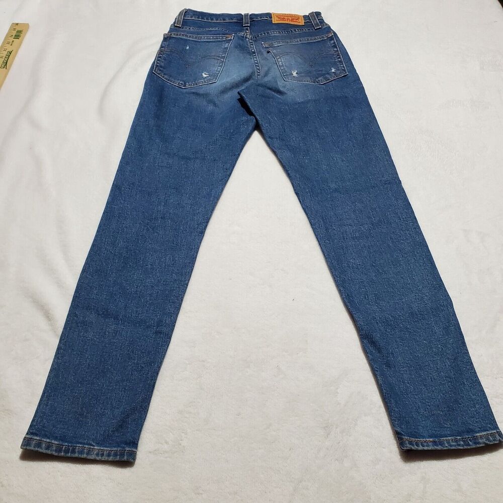 Levis Premium Womens 26 Blue Denim Jeans Wedgie Skinny Distressed Button Fly - Picture 2 of 14